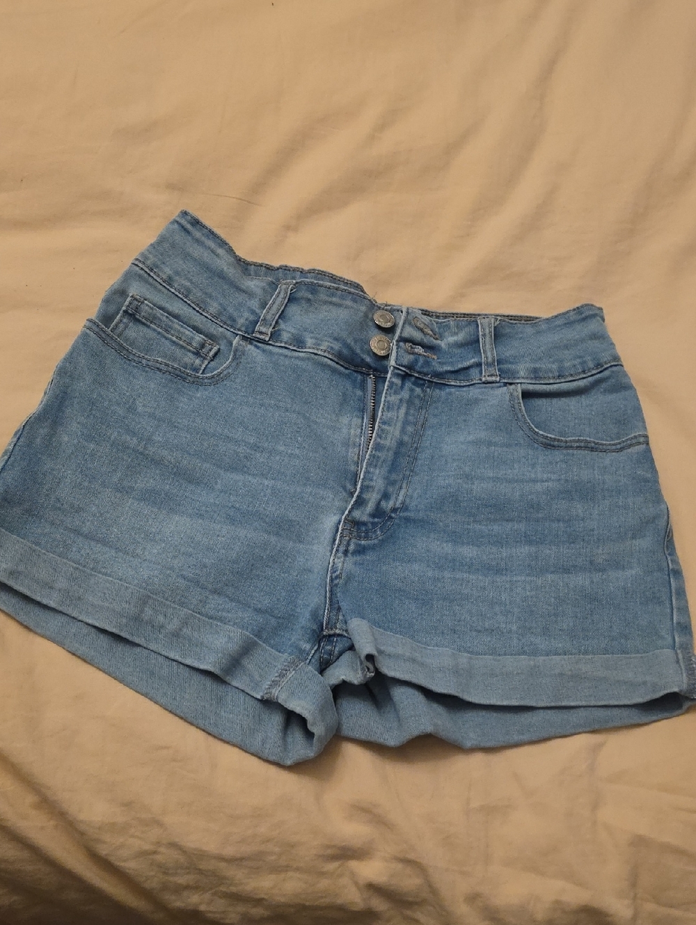 Forever 21 Light Wash Double-Button Denim Shorts